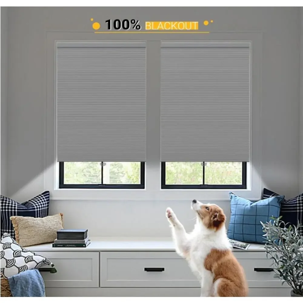 Cordless Blackout Cellular Honeycomb Window Shade – White – 34
